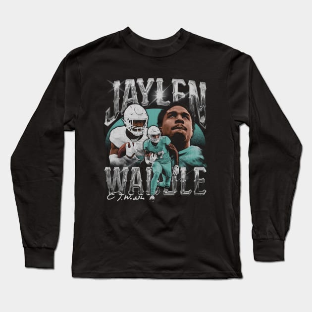 Jaylen Waddle Miami Vintage Long Sleeve T-Shirt by ClarityMacaws